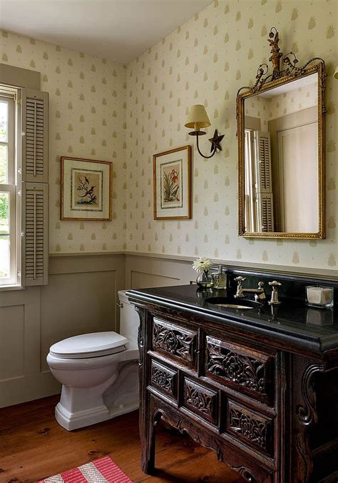 15 Fabulous Farmhouse Style Powder Rooms That Save Space With Cozy