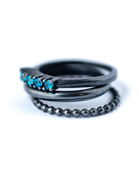 Blue Cubic Zirconia Sterling Silver Stackable Rings Lovegem Studio