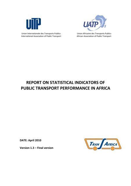 Report On Statistical Indicators Of Public Transport Performance Uitp