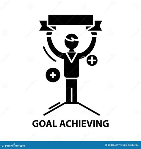 Goal Achieving Icon Black Vector Sign With Editable Strokes Concept