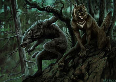 Werewolves On The Prowl By Akreon Werewolf Forest Woods Monster Beast