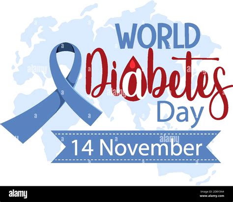 World Diabetes Day Logo Or Banner With Blue Ribbon Illustration Stock