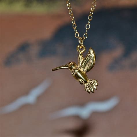 Gold Or Silver Hummingbird Necklace24k Gold Bird Necklace Etsy