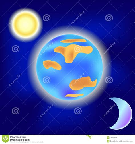 Sun And Moon Around The Earth Stock Illustration Illustration Of