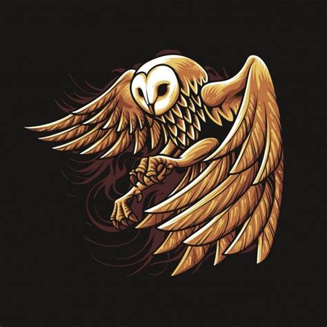 Premium Vector Night Owl Gold Illustration Vector Art Owl Vector