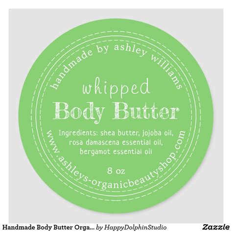 Handmade Body Butter Organic Business Green Label Zazzle Handmade