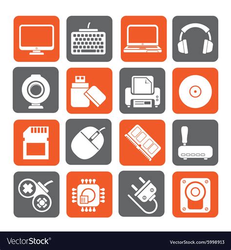 Computer Peripherals And Accessories Icons Vector Image