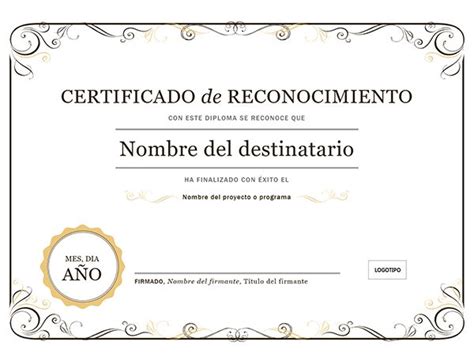 Certificado De Reconocimiento Certificados De Reconocimiento