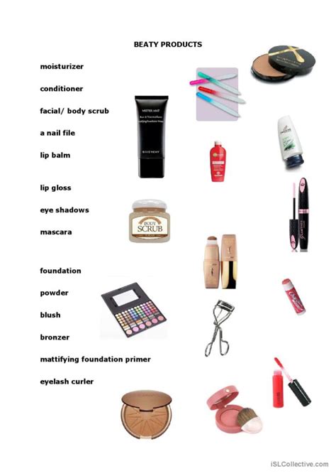 Beauty Products English Esl Worksheets Pdf And Doc