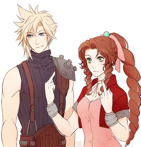 Cloud Strife And Aerith Gainsborough Final Fantasy And 1 More Drawn