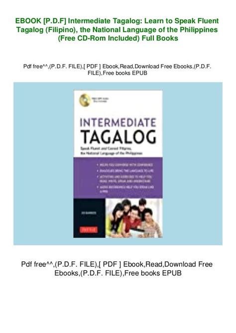 Ebook Pdf Intermediate Tagalog Learn To Speak Fluent Tagalog