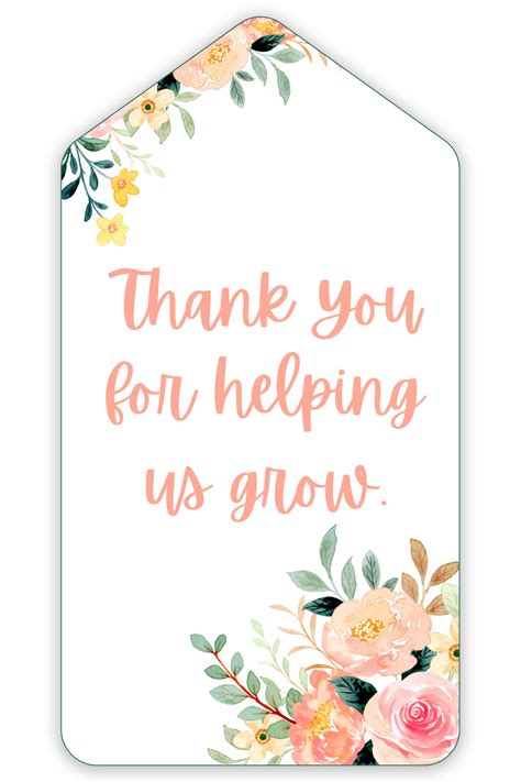 Free Thank You For Helping Me Grow Printable T Tags