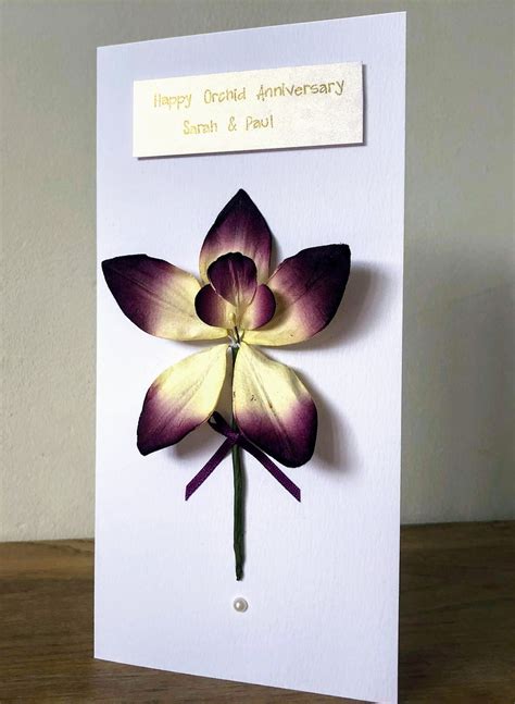 Personalised Orchid Anniversary Card Luxury Handmade 28th Etsy