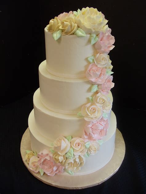 Angela Wedding Cake Ivory Buttercream Cascading Pastel Buttercream