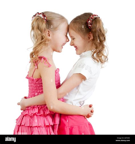 Smiling And Hugging Cute Girls Best Friends Stock Photo Alamy
