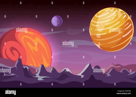 Universe Background Cartoon Space Planets In Cosmos Game Location Mars Or Mystic World