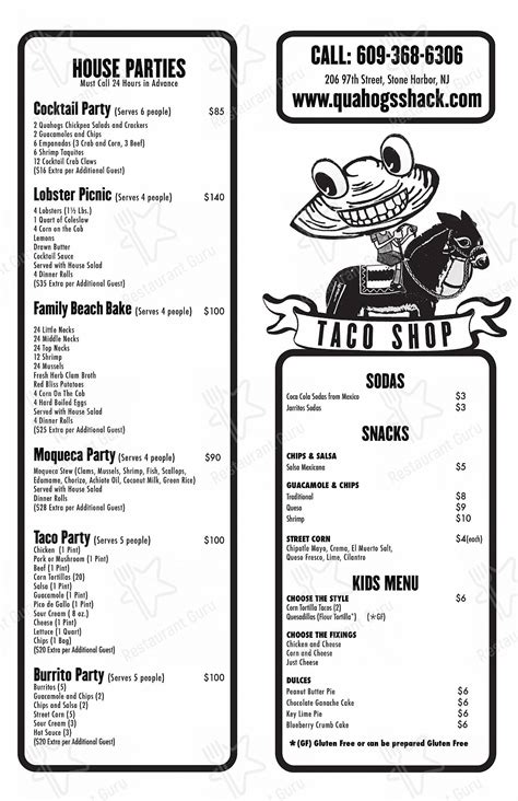 Carta Del Restaurante Taco Shop Erma