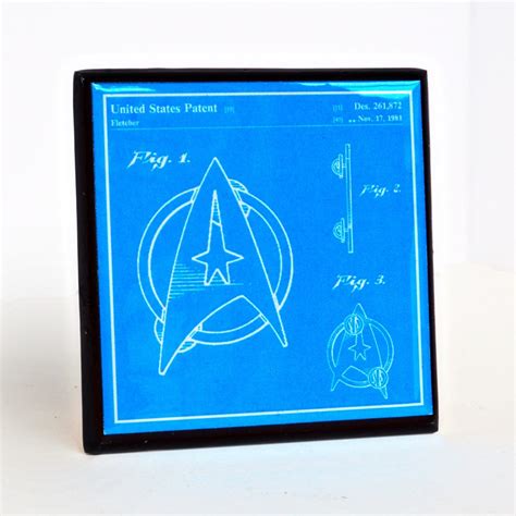 Star Trek Patent Art Coaster Set Etsy