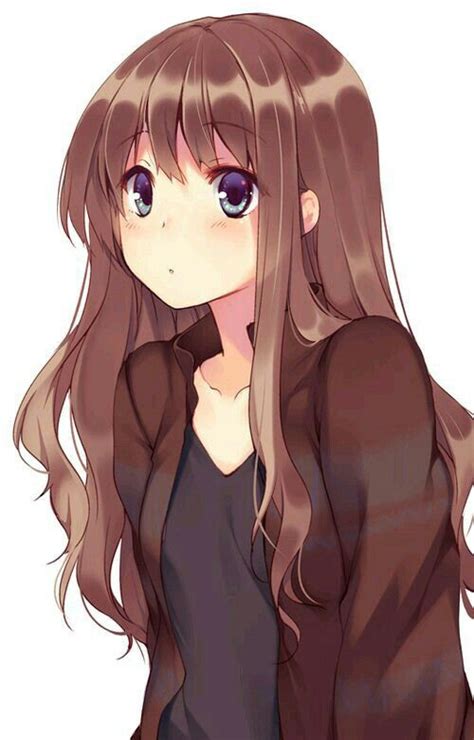 Shy Aesthetic Anime Girl With Brown Hair Wallpaper Album Wallpapers