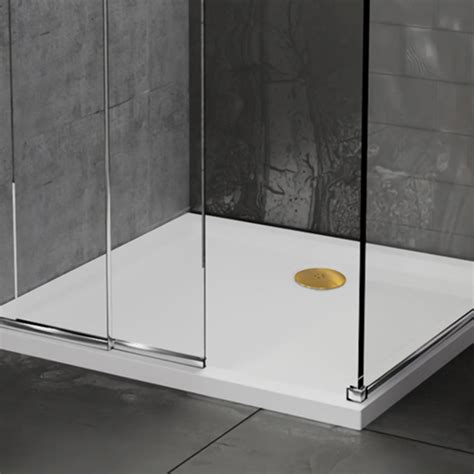 Square 700x700 Raised Shower Tray With Gold Waste Buy Online At
