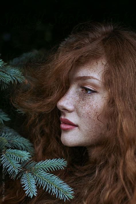 Portrait Of A Beautiful Redhead With Freckles By Maja Topcagic