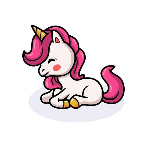Premium Vector Cute Baby Unicorn Cartoon Lying Down