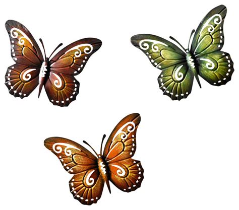 Colored Metal Butterfly Wall Decor Set Of 3 Butterflies Wall Art