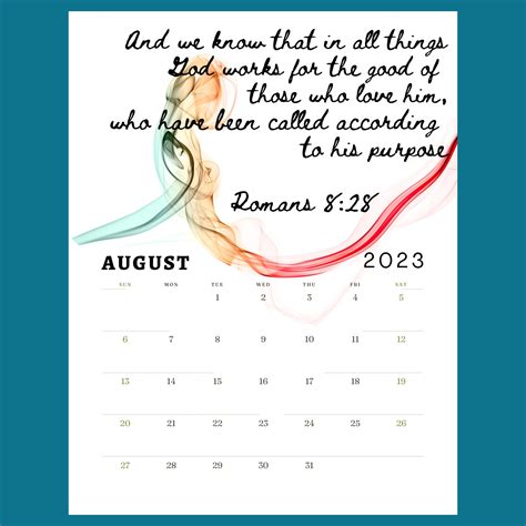 2023 Calendar Bible Verse Calendar Printable Calendar Etsy