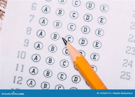 A Pencil Sitting On A Test Bubble Sheet Stock Photo Image Of Exam