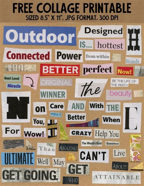 Free Download Printable 85 X 11 Magazine Words Collage Sheet For