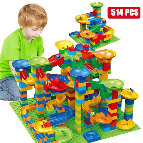84 514pcs small size marble race run blocks maze ball track building blocks plastic funnel slide