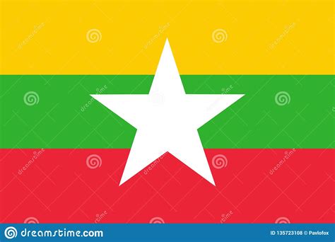 Flag of Myanmar stock illustration. Illustration of concept - 135723108