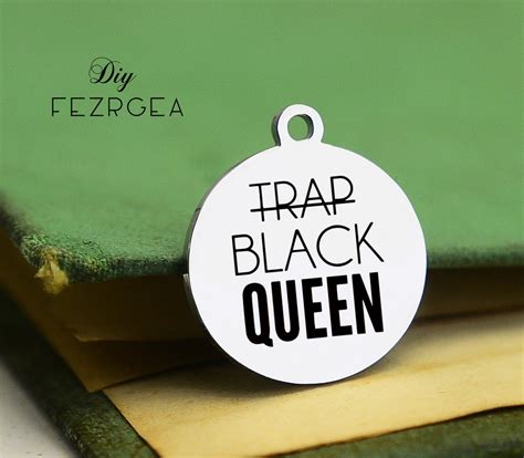Black Queen Stainless Steel Charmpersonalized Beauty Black Etsy
