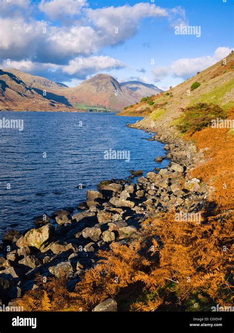 View Up The Length Of Wastwater From The Southern Shore By The Screes