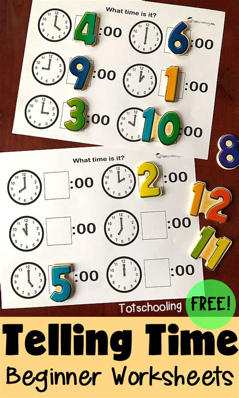 Telling Time Beginner Worksheets