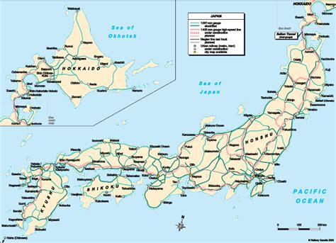 The rivers in japan are not very long due to the size of the islands, they spring in the central chain of mountains, and run down on both sides into the pacific or the sea of japan. Japan - country map | Country profile | Railway Gazette ...