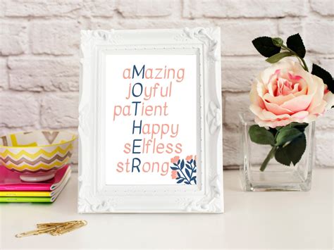 Mother Acronym Printable Word Art Mothers Day T Mother Etsy Word