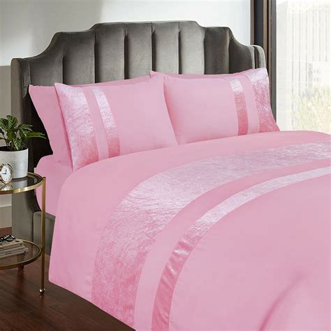 Casabella Luxury Crushed Velvet Panel Band Duvet Cover Sets With Pillow