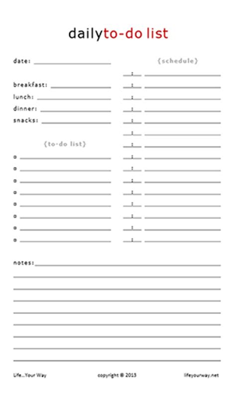 Printable List Sheet