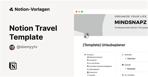 Notion Travel Template Notion Vorlage