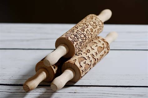 Set Of 3 Mini Rolling Pins Laser Engraved Rolling Pin Cookies