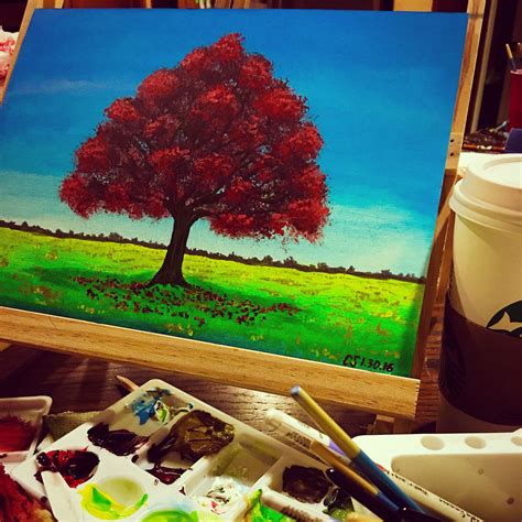 My Red Oak Tree Acrylic Painting Beginner😍 Red Oak Tree Oak Tree