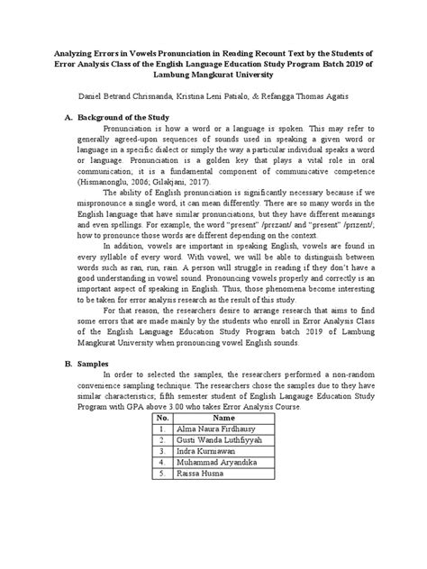 a1 error analysis group 8 refangga thomas 1910117210027 pdf english language word