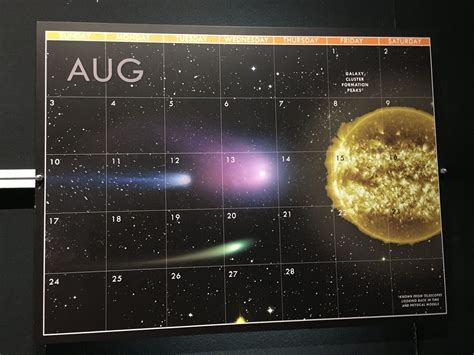 August | Cosmic calendar, Calendar, August