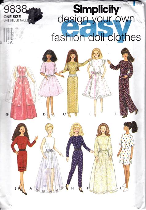 Simplicity 9838 Design Your Own Doll Clothes Fits 11 5