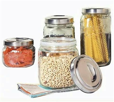 Mason 4 Piece Durable Glass Canister Set Food Storage Jar W Airtight Edm Products Direct