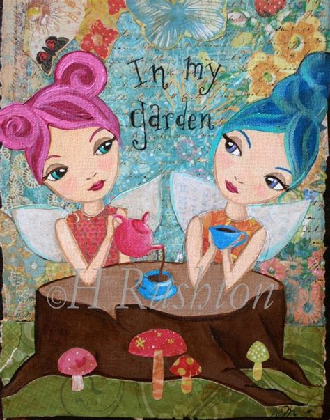 Children Decor Fairy Art Whimsical Mixed Media Art Print Etsy Fairy