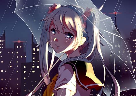 Fondos De Pantalla Ilustración Anime Chicas Anime Lluvia Paraguas