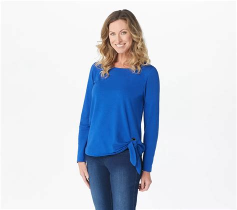 Belle by Kim Gravel TripleLuxe Knit Grommet Side Tie Top - QVC.com