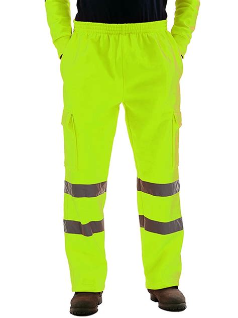 Wodstyle Mens Hi Viz Waterproof Rain Over Trousers High Vis Visibility Elasticated Pants